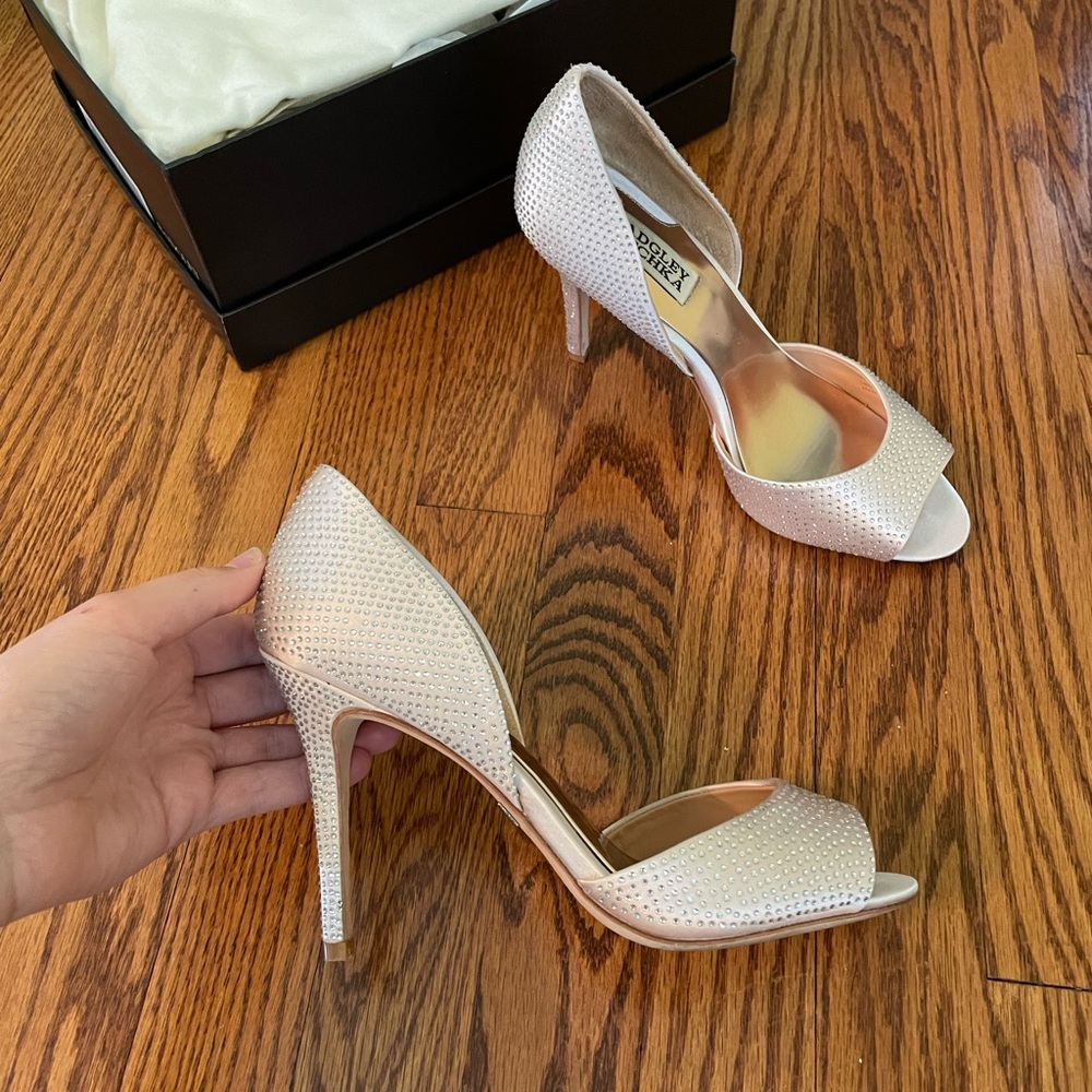Badgley Mischka Mitzi Pink Satin Heels
